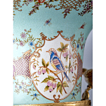 Ваза из голубого фарфора с рисунком птиц и цветов и декоративными элементами Blue Garden варинант исполнения - 9 | Loft Concept в Волгограде