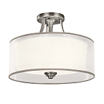 Потолочный светильник с двойным цилиндрическим плафоном из белого стекла и прозрачной органзы Kichler варинант исполнения - 7 | Loft Concept в Волгограде