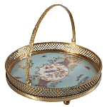 Блюдо круглое с ручкой и голубым фарфоровым дном с цветочным рисунком Blue Garden варинант исполнения - 1 | Loft Concept в Волгограде