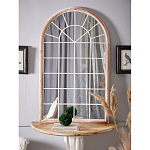 Зеркало-окно настенное в венецианском стиле с деревянной рамой бежевого цвета Venetian Smooth варинант исполнения - 5 | Loft Concept в Волгограде