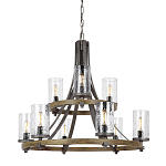 Люстра с цилиндрическим плафонами из толстого волнистого стекла в индустриальном стиле Feiss варинант исполнения - 1 | Loft Concept в Волгограде