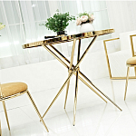 Обеденный стол с чёрной круглой столешницей на золотых ножках Rive Gauche Table варинант исполнения - 1 | Loft Concept в Волгограде