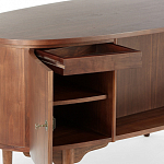 Дизайнерский письменный стол округлой формы с 4-мя ящиками и дверкой с полочками Rili варинант исполнения - 3 | Loft Concept в Волгограде