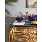 Чаша темно-синяя фарфоровая с бронзовыми ручками и ажурным ободком Eden Garden варинант исполнения - 4 | Loft Concept в Волгограде