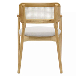 Стул обеденный с мягким сиденьем и спинкой из плетеного ротанга Wood and Textile Chair варинант исполнения - 4 | Loft Concept в Волгограде