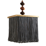 Люстра квадратная с бахромой и подвесом из деревянных бусин Psyche варинант исполнения - 2 | Loft Concept в Волгограде