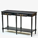 Консоль черная из массива березы с полкой и двумя ящиками Vintage варинант исполнения - 2 | Loft Concept в Волгограде