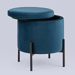 Синий пуф на черных ножках SANJAY варинант исполнения - 2 | Loft Concept в Волгограде