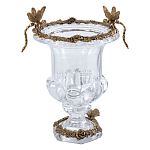 Ваза из прозрачного стекла на бронзовой подставке с ободком и ручками в виде стрекоз Eden Garden варинант исполнения - 1 | Loft Concept в Волгограде