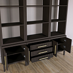 Модульный стеллаж Primo из трех составных элементов Темный орех варинант исполнения - 4 | Loft Concept в Волгограде