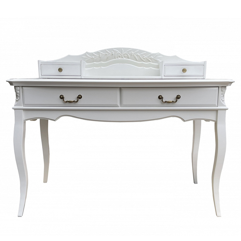 Стол-бюро белого цвета из массива бука с 4-мя ящиками White Provence Белый Стол-бюро белого цвета из массива бука с 4-мя ящиками White Provence Белый в Волгограде | Loft Concept