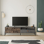 ТВ-тумба с раздвижными дверцами Mallin Metal TV Stand варинант исполнения - 4 | Loft Concept в Волгограде