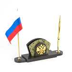 Визитница настольная с гербом и флагом России из природного камня змеевик Successful Leader варинант исполнения - 2 | Loft Concept в Волгограде