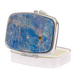 Таблетница карманная прямоугольная на 2 отделения с зеркалом и накладкой из натурального камня Лазурит Silver Stone Pillboxes варинант исполнения - 2 | Loft Concept в Волгограде