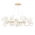 Люстра круглая с белыми лепестками из керамики и прозрачными хрустальными цветками Диаметр 82 см Wintery flovers варинант исполнения - 2 | Loft Concept в Волгограде