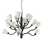 Люстра подвесная черного цвета с ветвями и белыми фарфоровыми цветами Floralis варинант исполнения - 1 | Loft Concept в Волгограде
