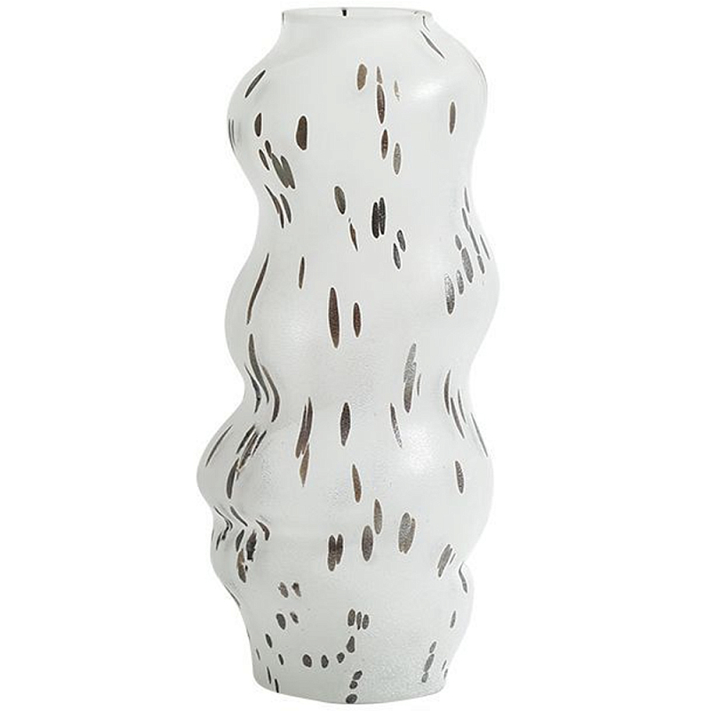 Декоративная ваза из стекла Wavy Glass Vase M Белое матовое стекло Коричневый Декоративная ваза из стекла Wavy Glass Vase M Белое матовое стекло Коричневый в Волгограде | Loft Concept