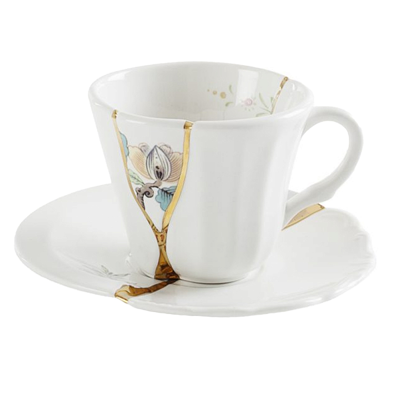 Кофейная пара Seletti Kintsugi 2 Белый Золотой Мульти Кофейная пара Seletti Kintsugi 2 Белый Золотой Мульти в Волгограде | Loft Concept