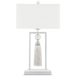 Настольная лампа с прямоугольным тканевым абажуром на белом мраморном основании Silver Threads варинант исполнения - 3 | Loft Concept в Волгограде