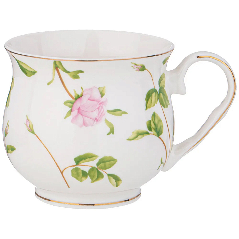 Кружка фарфоровая белая с цветочным принтом 480 мл Flower Porcelain Collection Белый Мульти Кружка фарфоровая белая с цветочным принтом 480 мл Flower Porcelain Collection Белый Мульти в Волгограде | Loft Concept