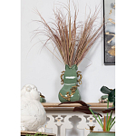 Ваза зеленого цвета из фарфора с бронзовыми ручками в виде драконов и рельефным цветочным декором Eden Garden porcelain and bronze варинант исполнения - 7 | Loft Concept в Волгограде