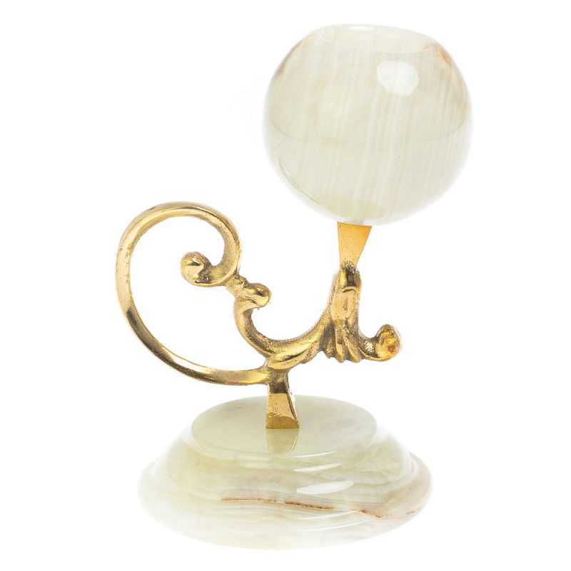 Подсвечник из натурального камня оникс Stone Tulip Бежевый Золотой в Волгограде | Loft Concept 