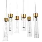 Люстра c 6-ю стеклянными плафонами золото Sparkling Bubbles Tube Gold Hanging Lamp варинант исполнения - 2 | Loft Concept в Волгограде