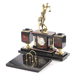 Настольный письменный набор из яшмы с часами в подарочной упаковке Manager Organizer варинант исполнения - 2 | Loft Concept в Волгограде