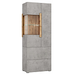 Шкаф-витрина двухдверная с фасадом цвета серый бетон Grace of Furniture варинант исполнения - 2 | Loft Concept в Волгограде