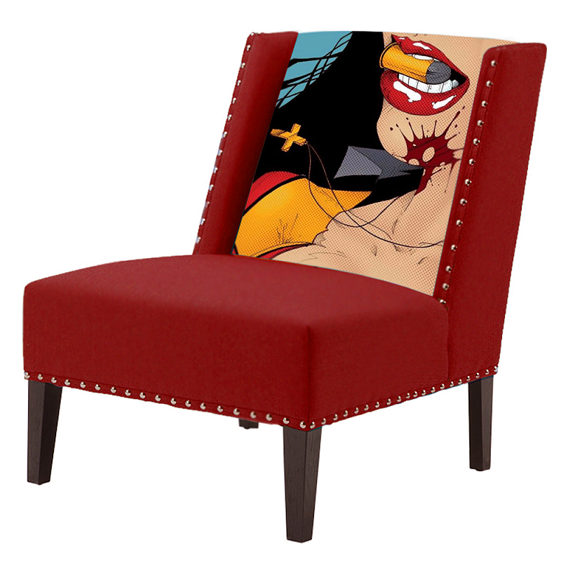 FUN Armchair "Super woman" Red Дизайнерское кресло с цветным принтом Бургундский красный FUN Armchair "Super woman" Red Дизайнерское кресло с цветным принтом Бургундский красный в Волгограде | Loft Concept
