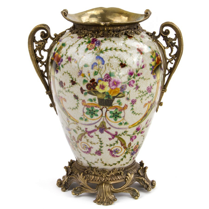 Фарфоровая ваза Pot-Bellied Porcelain Vase Бежевый Бронза Фарфоровая ваза Pot-Bellied Porcelain Vase Бежевый Бронза в Волгограде | Loft Concept