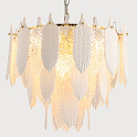 Люстра с декором из рельефного стекла в виде перьев Abelia Feather Chandelier 10 варинант исполнения - 3 | Loft Concept в Волгограде