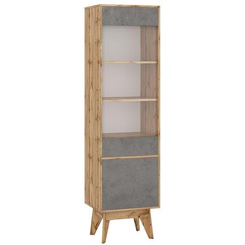 Шкаф-витрина с фасадом цвета серый бетон и стеклянной дверкой Grace of Furniture Серый бетон Прозрачный Древесина Шкаф-витрина с фасадом цвета серый бетон и стеклянной дверкой Grace of Furniture Серый бетон Прозрачный Древесина в Волгограде | Loft Concept