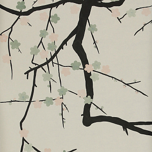 Обои ручная роспись Plum Blossom Special Colourway on Bleached White dyed silk
