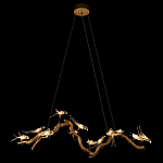 Люстра подвесная линейная с прозрачными стеклянными птичками на ветвях Serip Voa варинант исполнения - 3 | Loft Concept в Волгограде