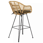 Стул барный с ротанговым плетением Half Bar Chair with Wicker с подлокотниками варинант исполнения - 4 | Loft Concept в Волгограде