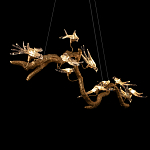 Люстра подвесная линейная с прозрачными стеклянными птичками на ветвях Serip Voa варинант исполнения - 9 | Loft Concept в Волгограде