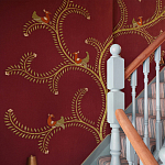 Обои с вышивкой ручной работы Fyodor Original colourway on Merlot linen варинант исполнения - 2 | Loft Concept в Волгограде