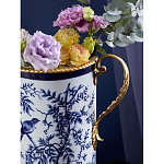 Ваза с бронзовыми ручками и синим цветочным узором Blue & White Ornament варинант исполнения - 6 | Loft Concept в Волгограде