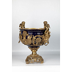 Чаша темно-синего цвета с фигурками ангелов и рельефным декором Eden Garden porcelain and bronze варинант исполнения - 1 | Loft Concept в Волгограде