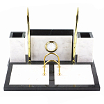 Настольный письменный набор из белого мрамора с часами Marble Accessory варинант исполнения - 1 | Loft Concept в Волгограде