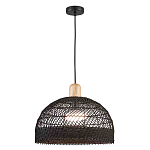Подвесной светильник с округлым абажуром из черного ротанга Wicker Furniture варинант исполнения - 1 | Loft Concept в Волгограде