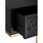 Приставной столик с резным узором на выдвижном ящике Black Table Carved Pattern варинант исполнения - 3 | Loft Concept в Волгограде