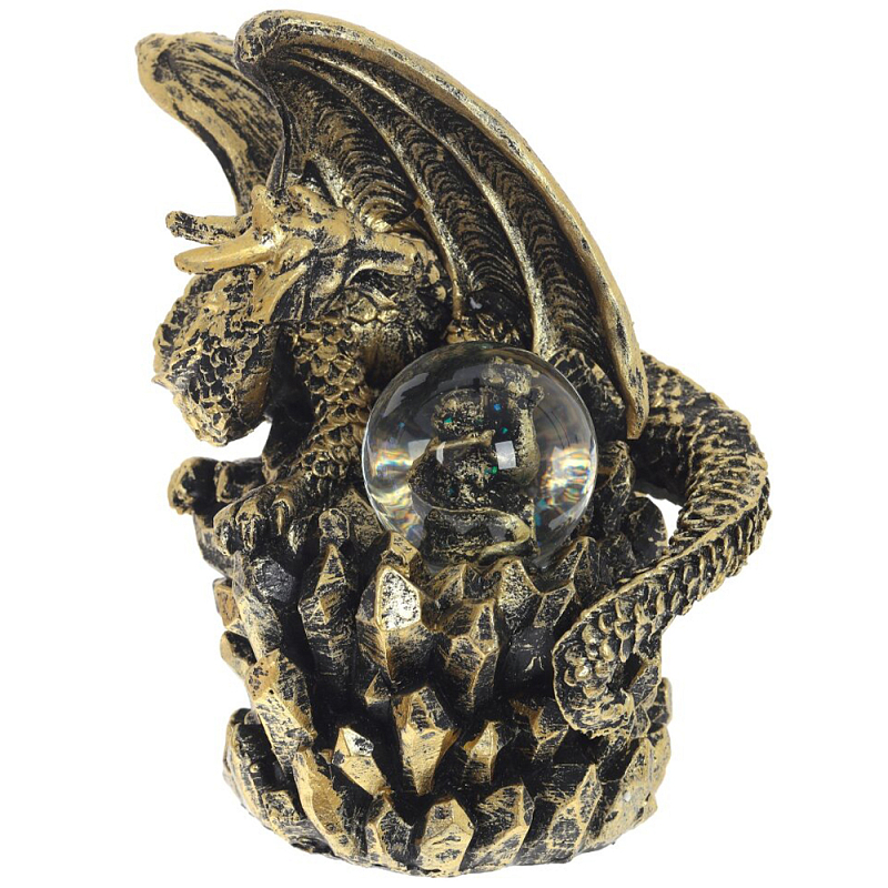 Декоративная статуэтка Дракон со стеклянным шаром Dragon and Glass Ball Gold Black Золотой Черный Прозрачное Стекло Декоративная статуэтка Дракон со стеклянным шаром Dragon and Glass Ball Gold Black Золотой Черный Прозрачное Стекло в Волгограде | Loft Concept