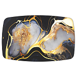 Обеденный стол с прямоугольной черно-золотой столешницей из стекла на 4-х металлических ножках Gold and Black Marble варинант исполнения - 2 | Loft Concept в Волгограде