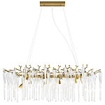Люстра подвесная прямоугольная с бронзовыми акцентами и прозрачными стеклянными каплями Droplet Chandelier варинант исполнения - 1 | Loft Concept в Волгограде