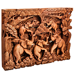 Панно из дерева пять слонов Panel With Animals варинант исполнения - 2 | Loft Concept в Волгограде