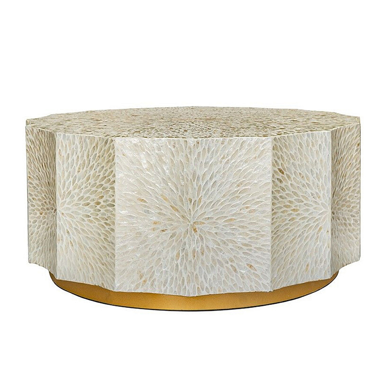 Стол кофейный с отделкой раковинами устриц Coastal Charm Бежевый в Волгограде | Loft Concept 