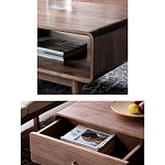 Кофейный стол из дерева с ящиком и нишей для хранения Coffee Walnut Table варинант исполнения - 4 | Loft Concept в Волгограде