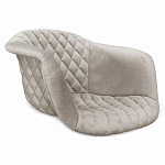 Барный стул со спинкой и мягкой обивкой с ромбами на 4-х деревянных ножках Бежевый Велюр Ava Charm варинант исполнения - 2 | Loft Concept в Волгограде